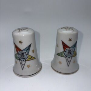 Vintage Japan Lefton Salt Pepper Shakers OES Order of the Eastern Star Emblem
